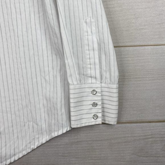 Vintage Wrangler Pearl Snap Short Sleeve Button Up White Embroidered Metallic - Picture 5 of 13